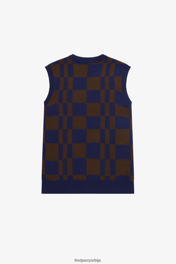 одећу рс Fred Perry мушкарци шаховница плетени резервоар француска морнарица 68TD6P452