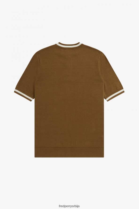 одећу рс Fred Perry мушкарци текстурирани предњи плетени хенлеи осенченог камена 68TD6P453