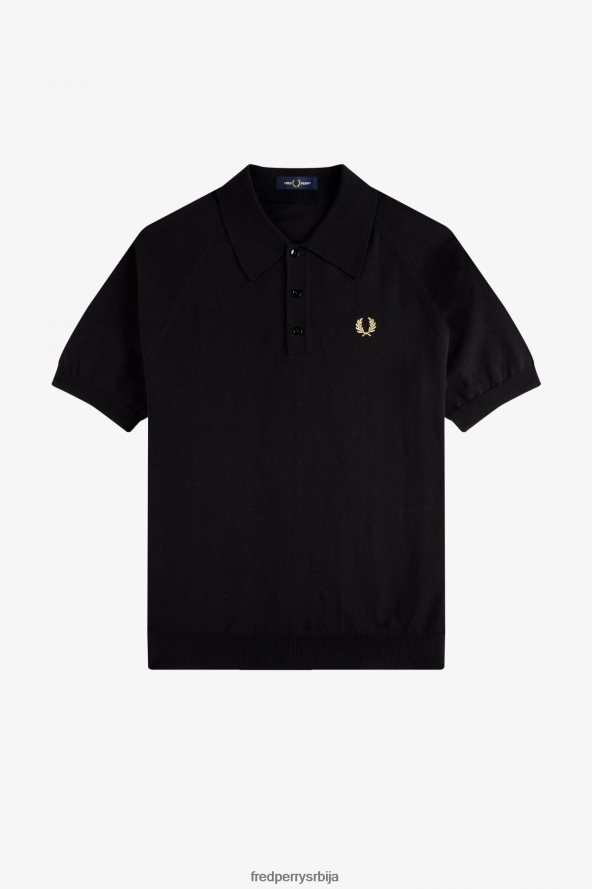 одећу рс Fred Perry мушкарци плетена кошуља са раглан рукавима црно/шампањац 68TD6P454
