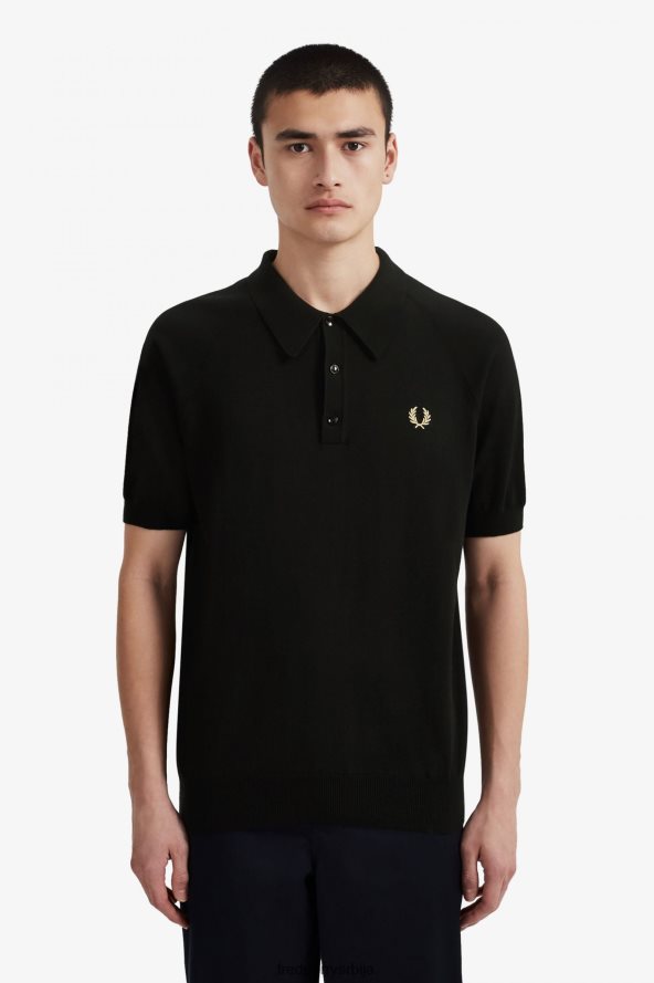 одећу рс Fred Perry мушкарци плетена кошуља са раглан рукавима црно/шампањац 68TD6P454