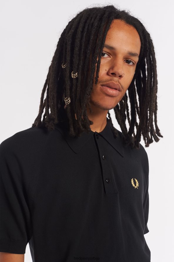 одећу рс Fred Perry мушкарци плетена кошуља са раглан рукавима црно/шампањац 68TD6P454