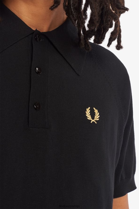 одећу рс Fred Perry мушкарци плетена кошуља са раглан рукавима црно/шампањац 68TD6P454