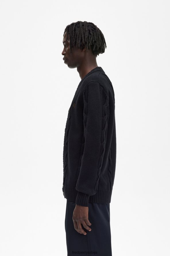 одећу рс Fred Perry мушкарци текстурирани кабловски плетени кардиган једнолично зелено 68TD6P456