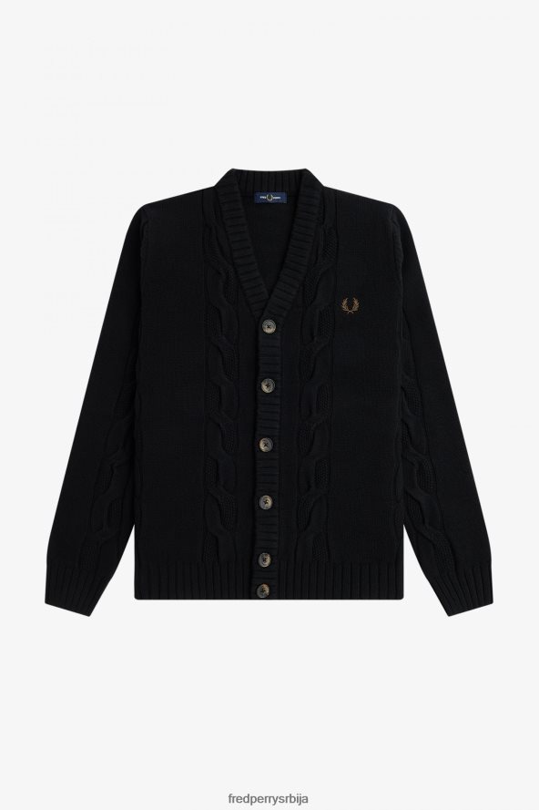 одећу рс Fred Perry мушкарци текстурирани кабловски плетени кардиган једнолично зелено 68TD6P456