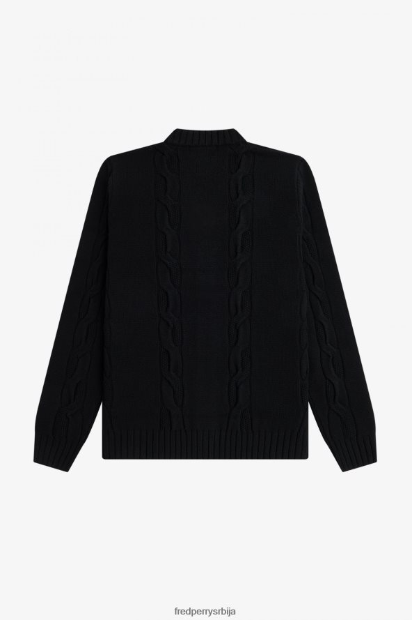 одећу рс Fred Perry мушкарци текстурирани кабловски плетени кардиган једнолично зелено 68TD6P456
