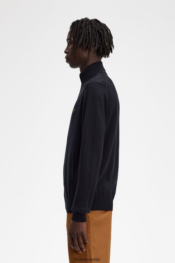 одећу рс Fred Perry мушкарци класични кардиган са патентним затварачем црн 68TD6P459