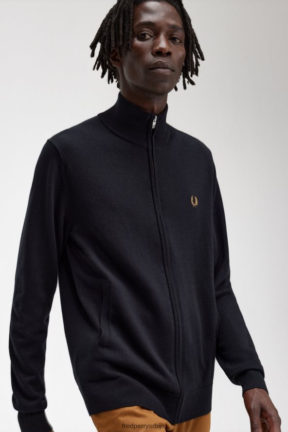 одећу рс Fred Perry мушкарци класични кардиган са патентним затварачем црн 68TD6P459