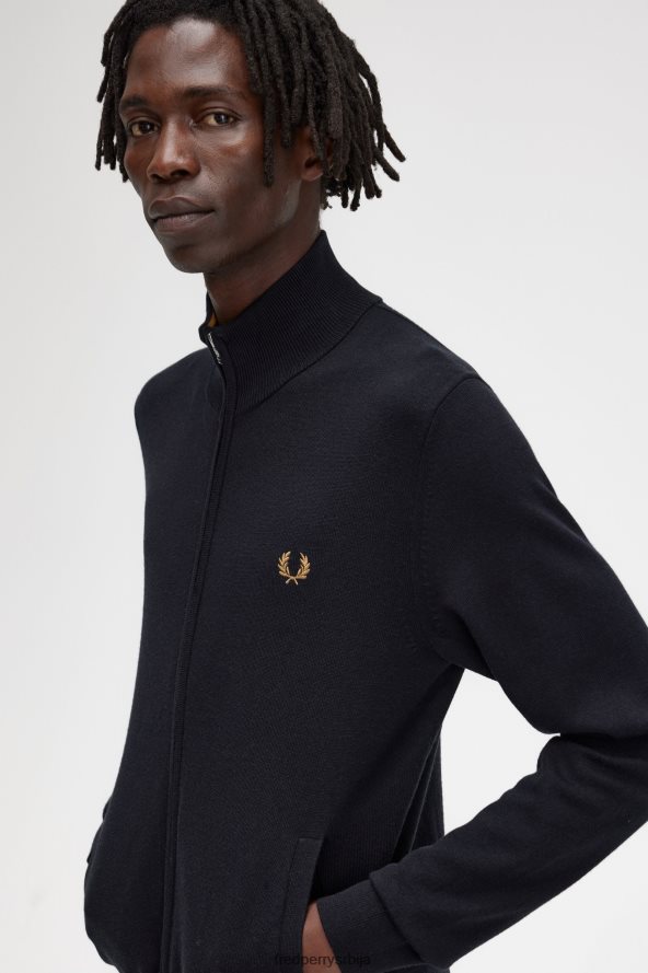 одећу рс Fred Perry мушкарци класични кардиган са патентним затварачем црн 68TD6P459