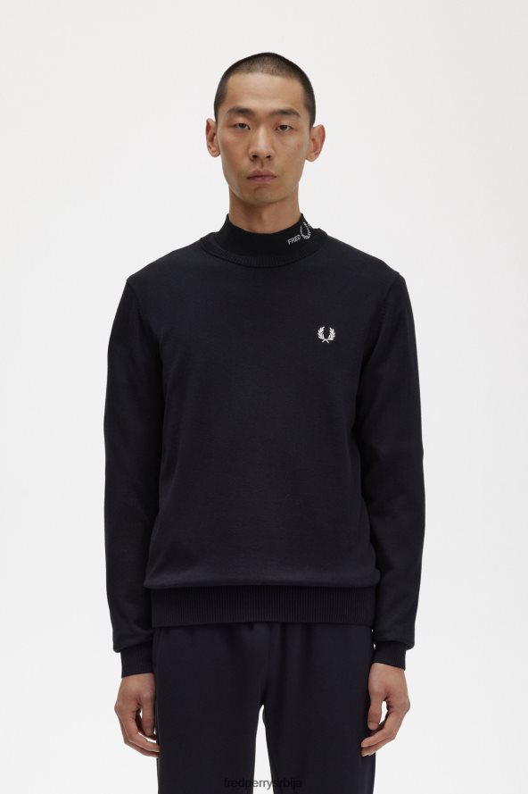 одећу рс Fred Perry мушкарци графички џемпер од ловоровог венца црн 68TD6P460