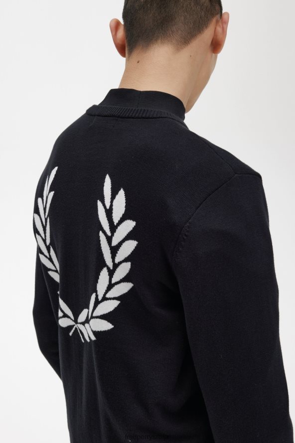 одећу рс Fred Perry мушкарци графички џемпер од ловоровог венца црн 68TD6P460