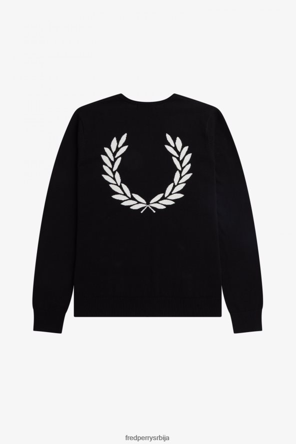 одећу рс Fred Perry мушкарци графички џемпер од ловоровог венца црн 68TD6P460