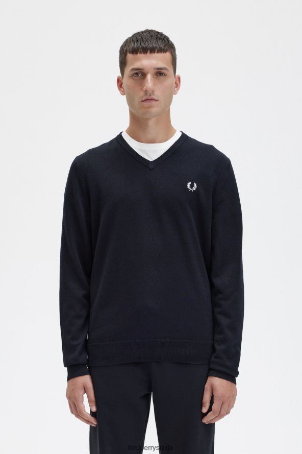 одећу рс Fred Perry мушкарци класични џемпер с в изрезом црн 68TD6P461