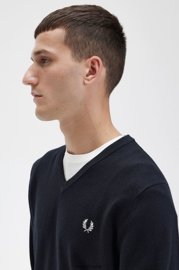 одећу рс Fred Perry мушкарци класични џемпер с в изрезом црн 68TD6P461