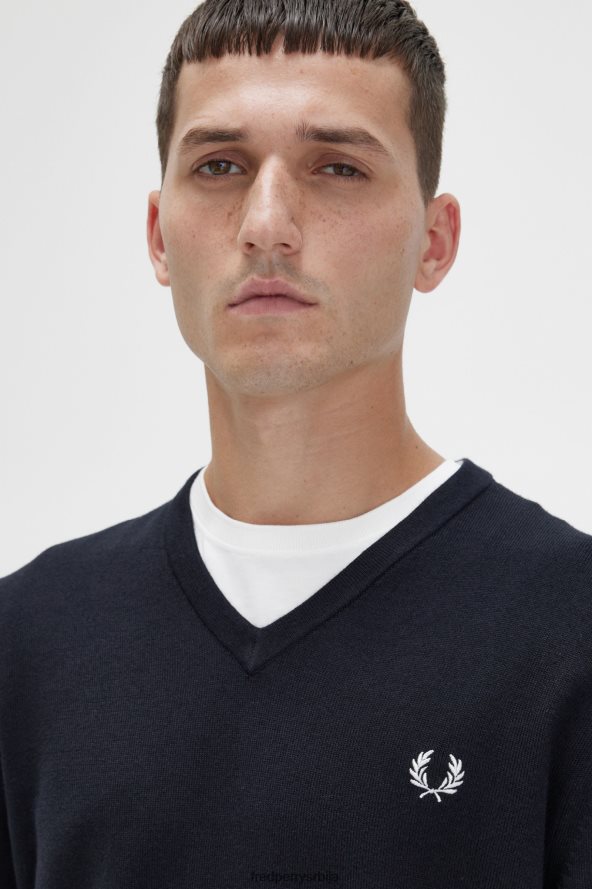 одећу рс Fred Perry мушкарци класични џемпер с в изрезом црн 68TD6P461