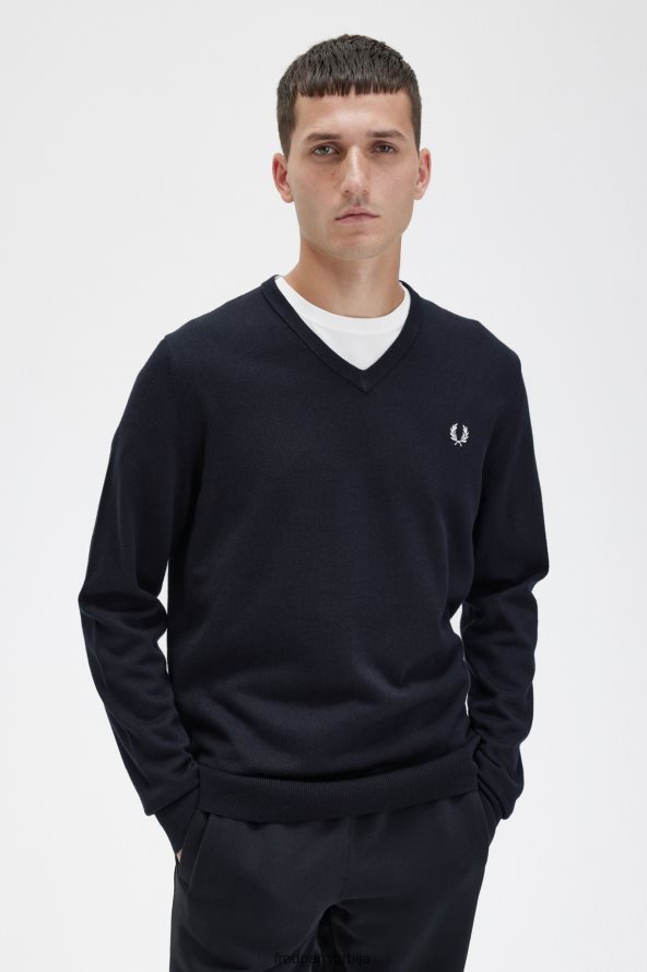 одећу рс Fred Perry мушкарци класични џемпер с в изрезом црн 68TD6P461