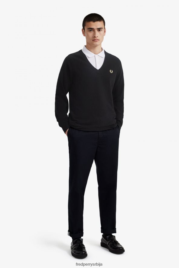 одећу рс Fred Perry мушкарци џемпер с в-изрезом од јагњеће вуне црн 68TD6P463 одећу рс Fred Perry мушкарци џемпер с в-изрезом од јагњеће вуне црн 68TD6P463