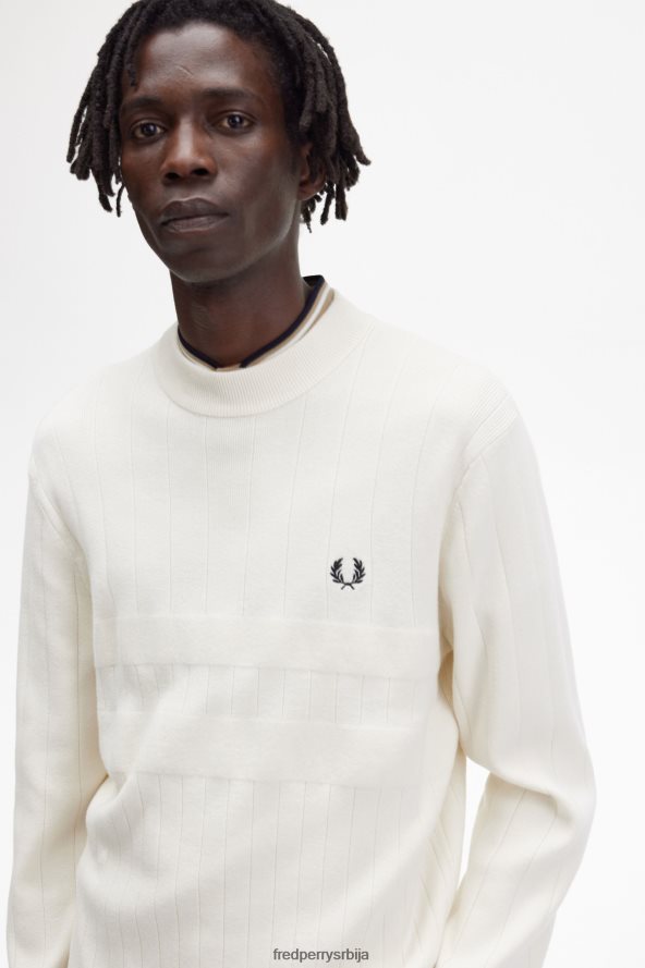 одећу рс Fred Perry мушкарци џемпер са округлим изрезом у тону ецру 68TD6P464