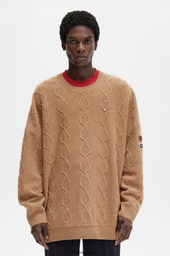 одећу рс Fred Perry мушкарци патцх детаил превелики џемпер црн 68TD6P465