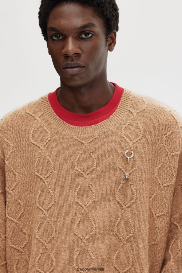 одећу рс Fred Perry мушкарци патцх детаил превелики џемпер црн 68TD6P465