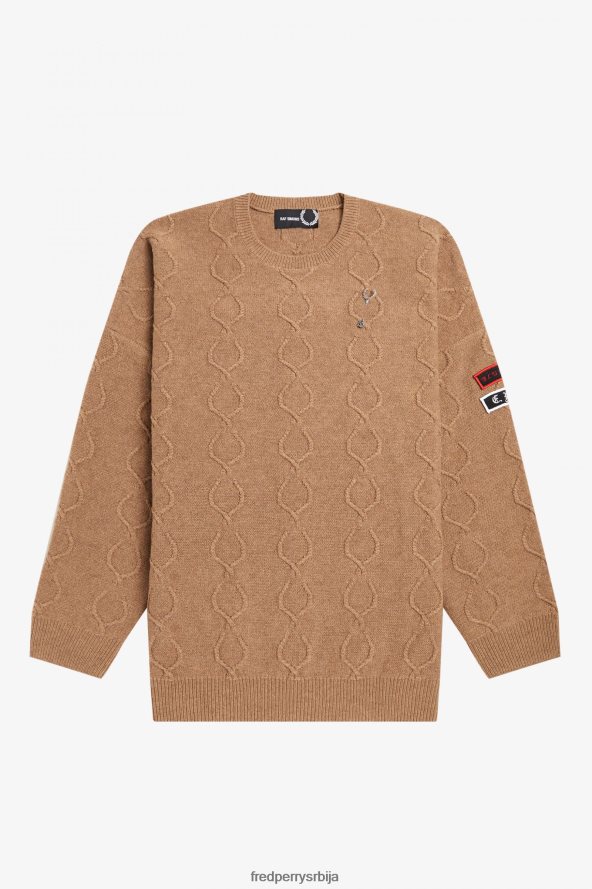 одећу рс Fred Perry мушкарци патцх детаил превелики џемпер црн 68TD6P465