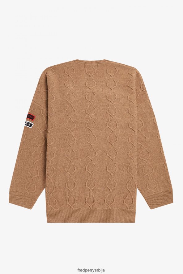 одећу рс Fred Perry мушкарци патцх детаил превелики џемпер црн 68TD6P465