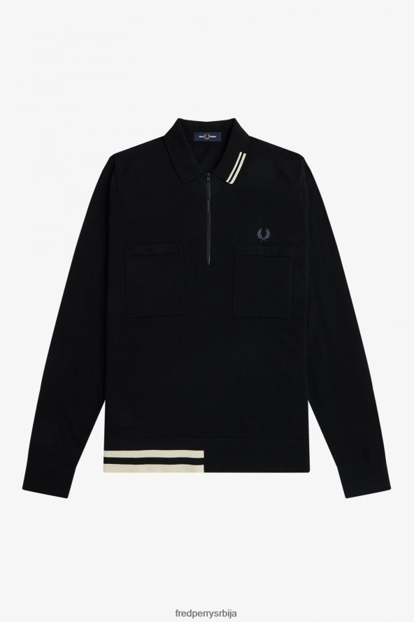 одећу рс Fred Perry мушкарци плетена кошуља са полу патентним затварачем овсена каша 68TD6P467