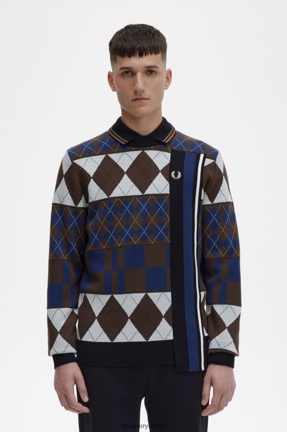 одећу рс Fred Perry мушкарци пругасти панел аргиле џемпер осенченог камена 68TD6P468