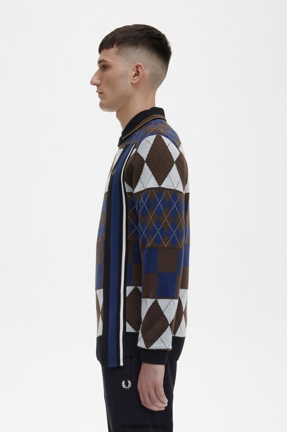 одећу рс Fred Perry мушкарци пругасти панел аргиле џемпер осенченог камена 68TD6P468