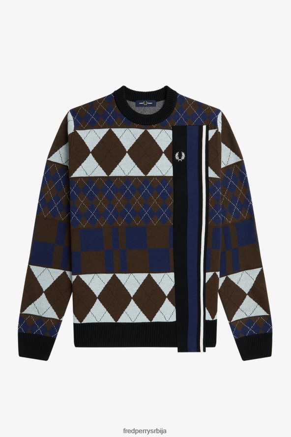 одећу рс Fred Perry мушкарци пругасти панел аргиле џемпер осенченог камена 68TD6P468