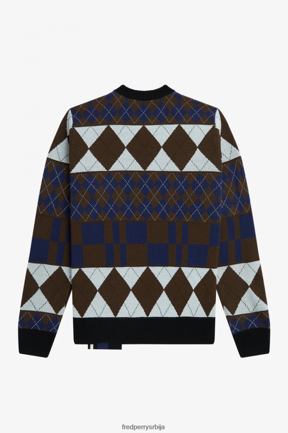 одећу рс Fred Perry мушкарци пругасти панел аргиле џемпер осенченог камена 68TD6P468