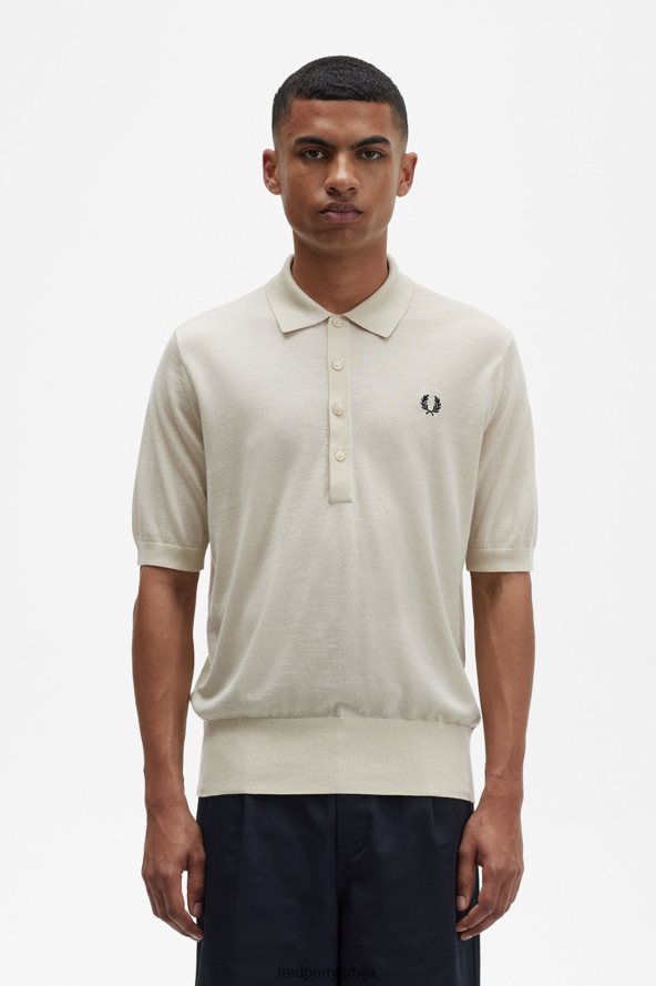 одећу рс Fred Perry мушкарци плетена кошуља кратких рукава овсена каша 68TD6P469