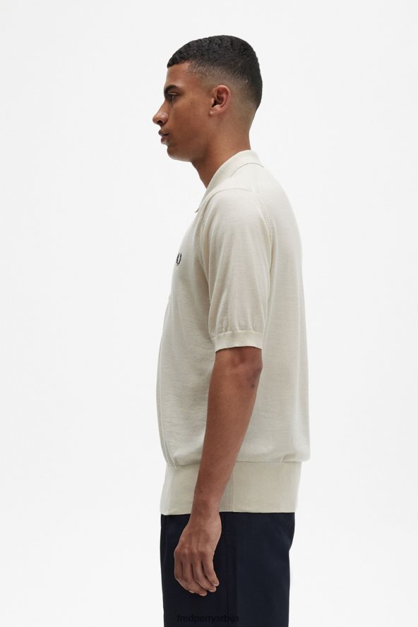 одећу рс Fred Perry мушкарци плетена кошуља кратких рукава овсена каша 68TD6P469