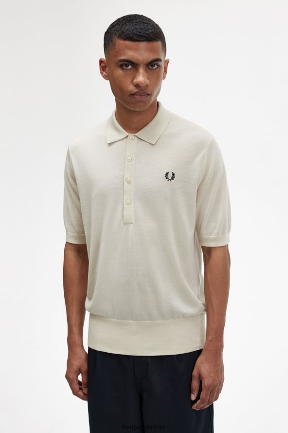 одећу рс Fred Perry мушкарци плетена кошуља кратких рукава овсена каша 68TD6P469