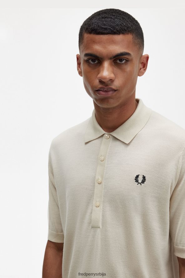 одећу рс Fred Perry мушкарци плетена кошуља кратких рукава овсена каша 68TD6P469