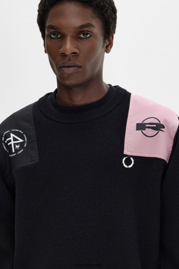 одећу рс Fred Perry мушкарци штампани џемпер црн 68TD6P473