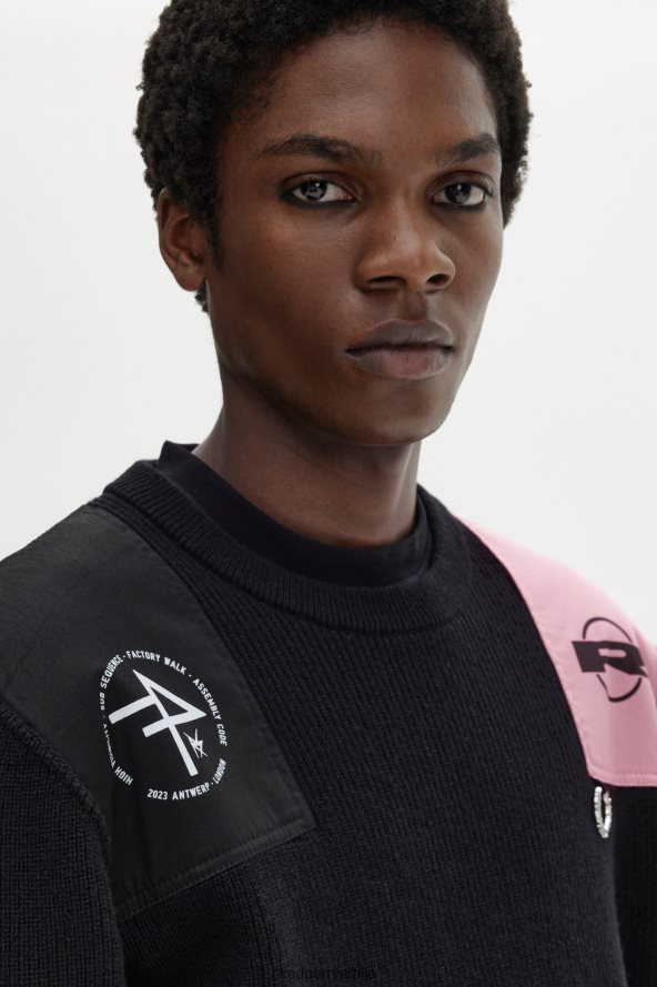 одећу рс Fred Perry мушкарци штампани џемпер црн 68TD6P473