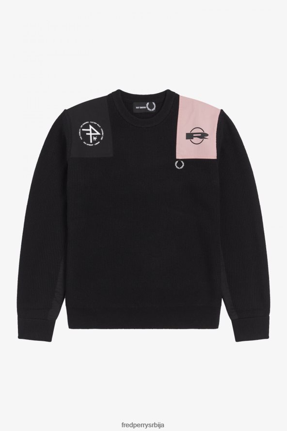одећу рс Fred Perry мушкарци штампани џемпер црн 68TD6P473