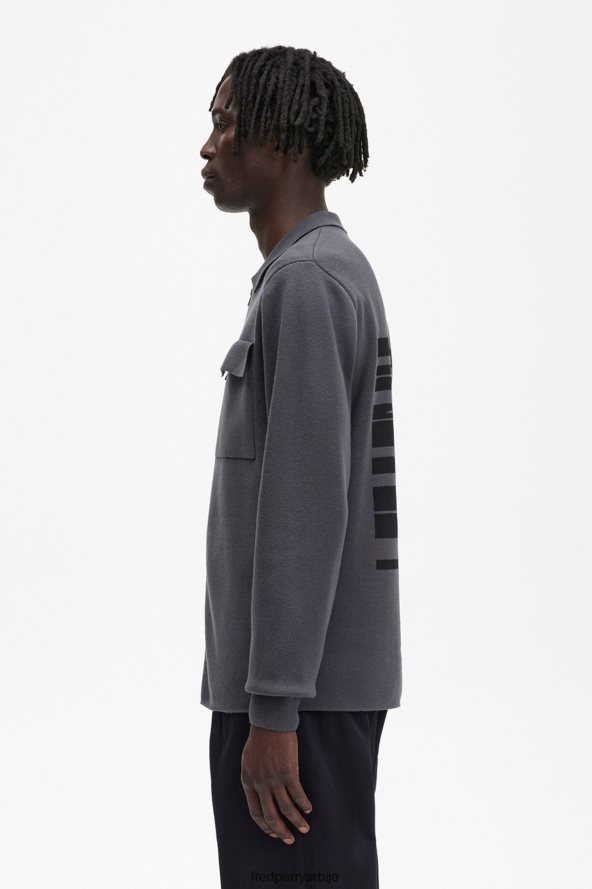 одећу рс Fred Perry мушкарци кардиган са графичким принтом гунметал 68TD6P474