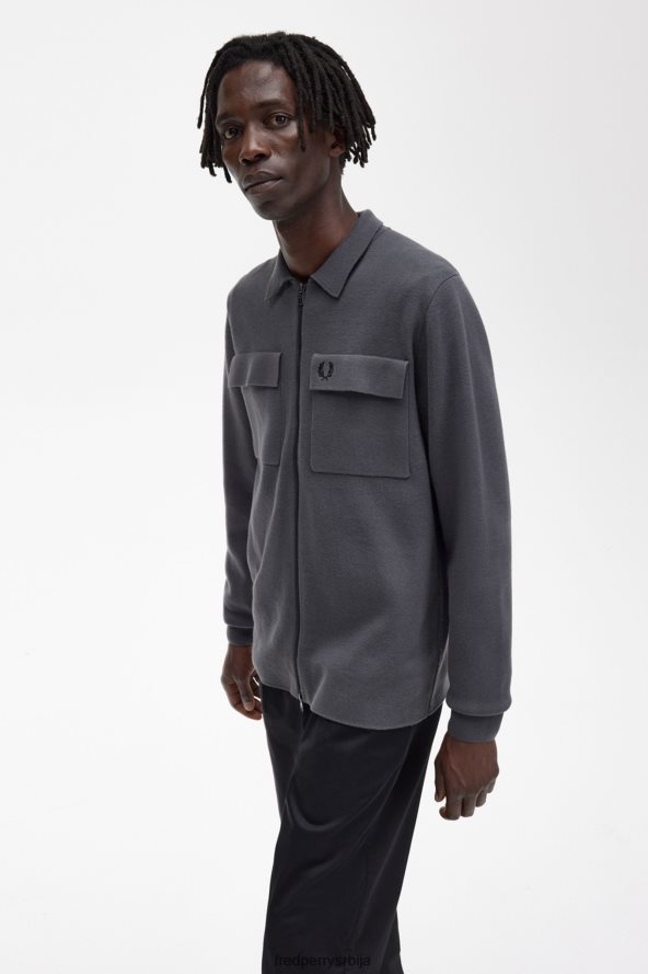 одећу рс Fred Perry мушкарци кардиган са графичким принтом гунметал 68TD6P474