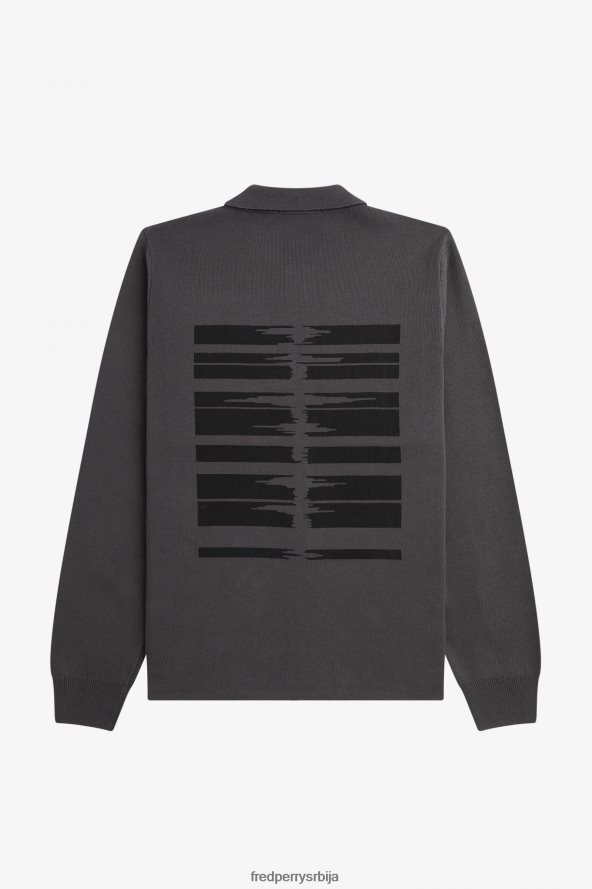 одећу рс Fred Perry мушкарци кардиган са графичким принтом гунметал 68TD6P474