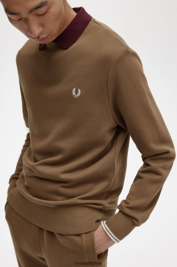 одећу рс Fred Perry мушкарци дуксерица са великим изрезом осенченог камена 68TD6P36