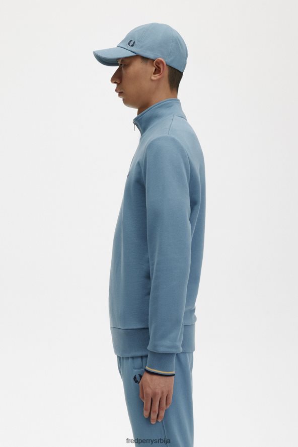 одећу рс Fred Perry мушкарци дукс са полу рајсфершлусом пепељасто плаво 68TD6P38