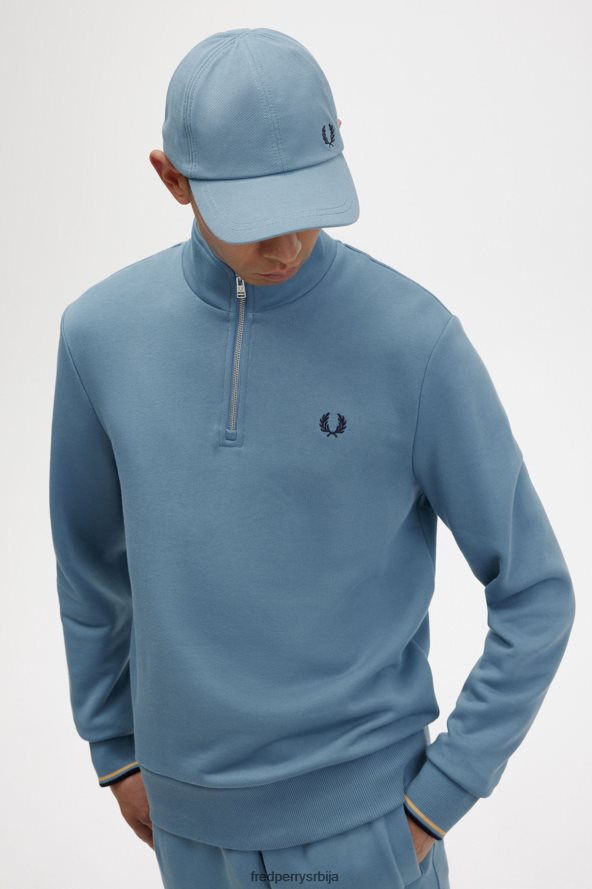 одећу рс Fred Perry мушкарци дукс са полу рајсфершлусом пепељасто плаво 68TD6P38