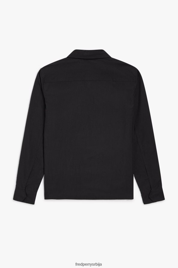 одећу рс Fred Perry мушкарци мајица са рајсфершлусом са текстуром црн 68TD6P228