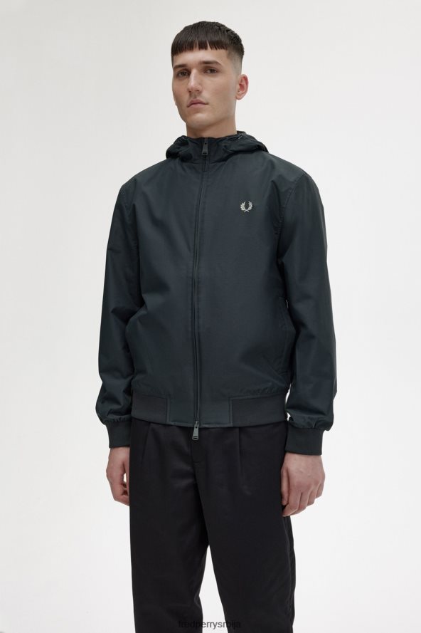 одећу рс Fred Perry мушкарци брентхам јакна са капуљачом ноћно зелено 68TD6P238
