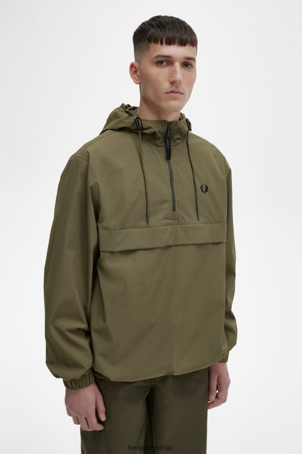 одећу рс Fred Perry мушкарци сеерсуцкер јакна са рајсфершлусом једнолично зелено 68TD6P245