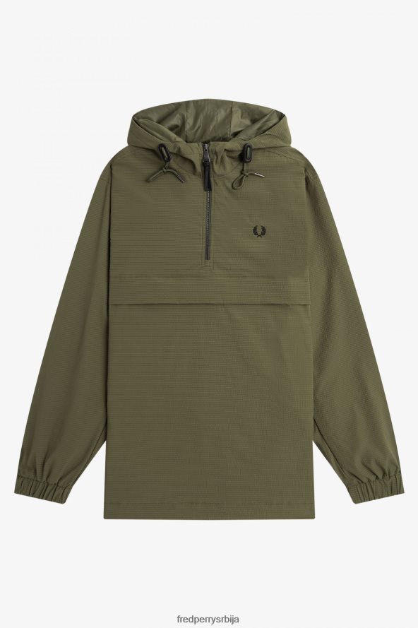 одећу рс Fred Perry мушкарци сеерсуцкер јакна са рајсфершлусом једнолично зелено 68TD6P245