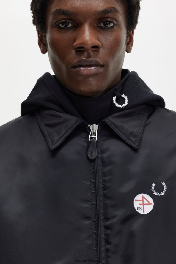одећу рс Fred Perry мушкарци штампана летачка јакна црн 68TD6P247