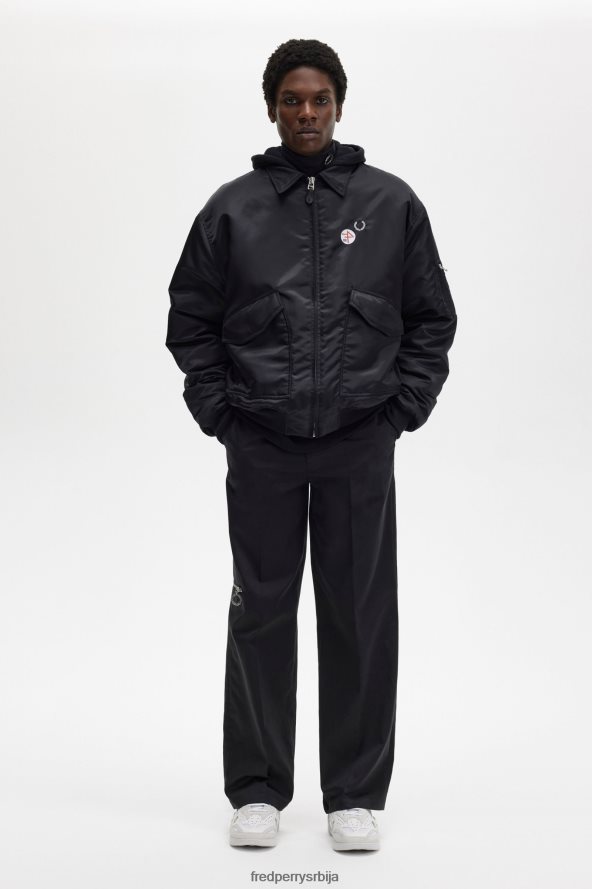одећу рс Fred Perry мушкарци штампана летачка јакна црн 68TD6P247