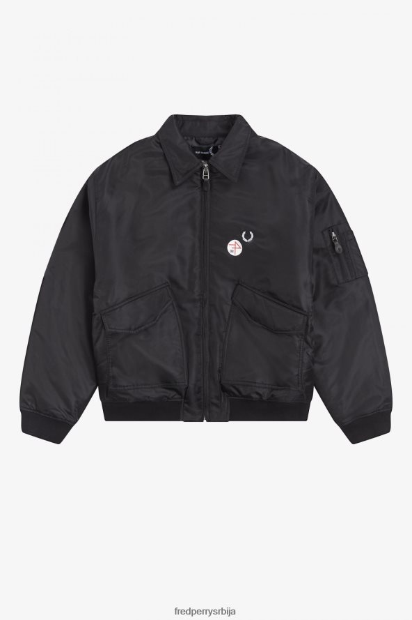 одећу рс Fred Perry мушкарци штампана летачка јакна црн 68TD6P247
